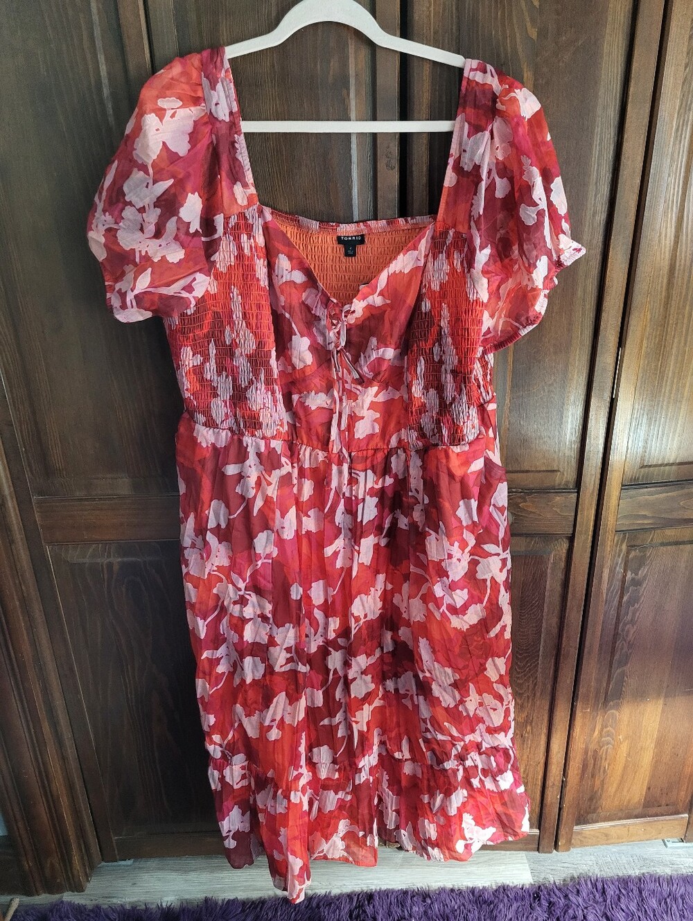 Torrid Red and White Floral Dress